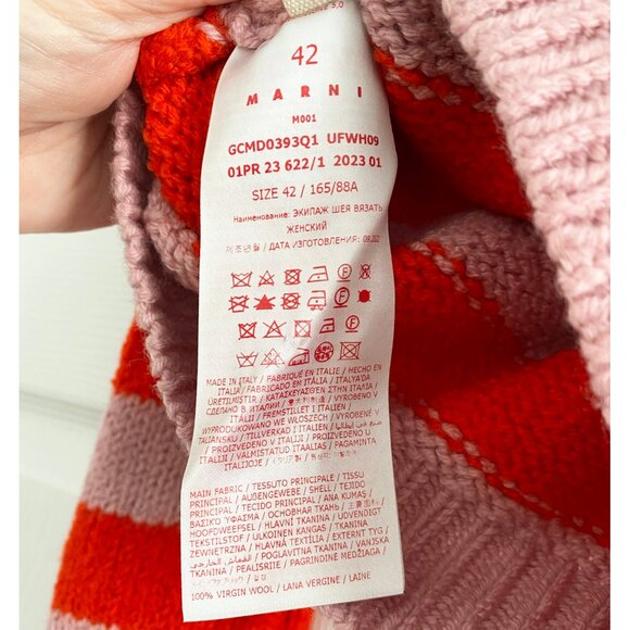 Marni Striped Crop Sweater in Red/Pink, size 42 - fits like a fitted size small - Picture 9 of 11